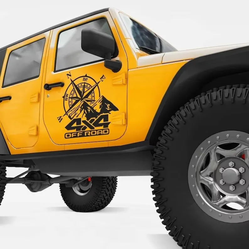 

Compass Mountain 4x4 Stickers For Vans Trucks off road Sticker all terrain trailer side body Car vinyl decal