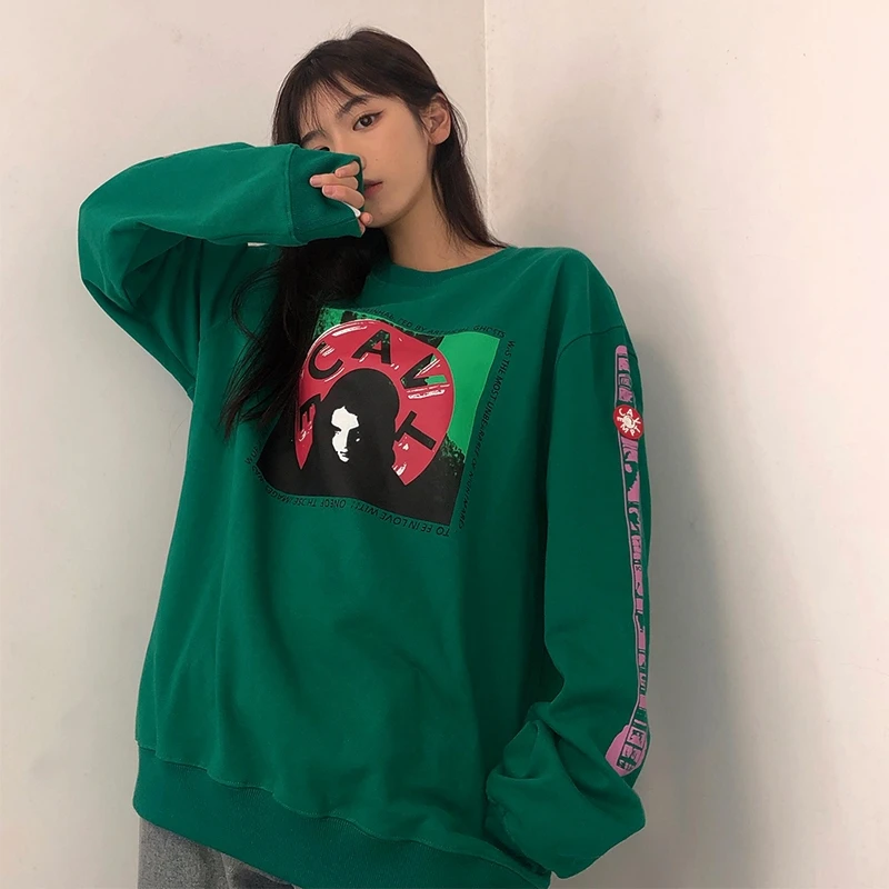 

1:1 Top Quality W2020FW ashing Sweatshirts Green CAVEMPT C.E MACHINE CREW NECK Crewneck Men Woman Cavempt Hoodies