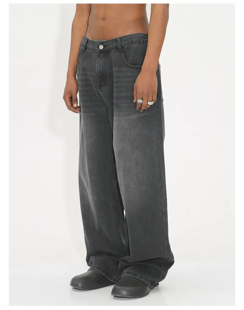 Корейские свободные мужские джинсы с прямыми штанинами универсальные