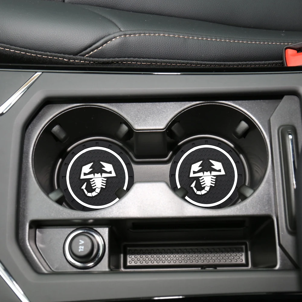 

2Pcs Car Coasters Water Cup Slots Non-Slip Mat Silicone Holder Widget Universal Parts For Abarth 595 500 124 Stilo Ducato Palio