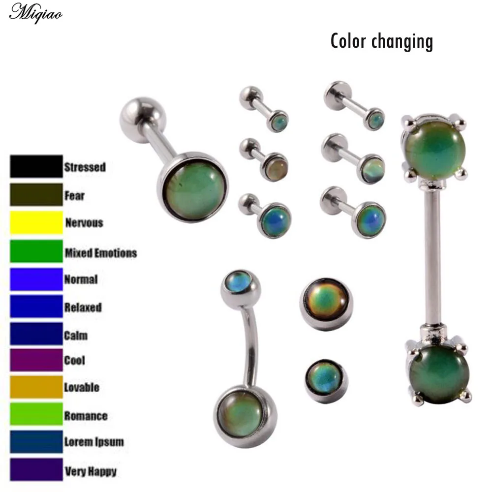 

Miqiao 1pcs Stainless Steel Thermochromic Lip Nailschange Tongue Nails Breast Nails Piercing Jewelry