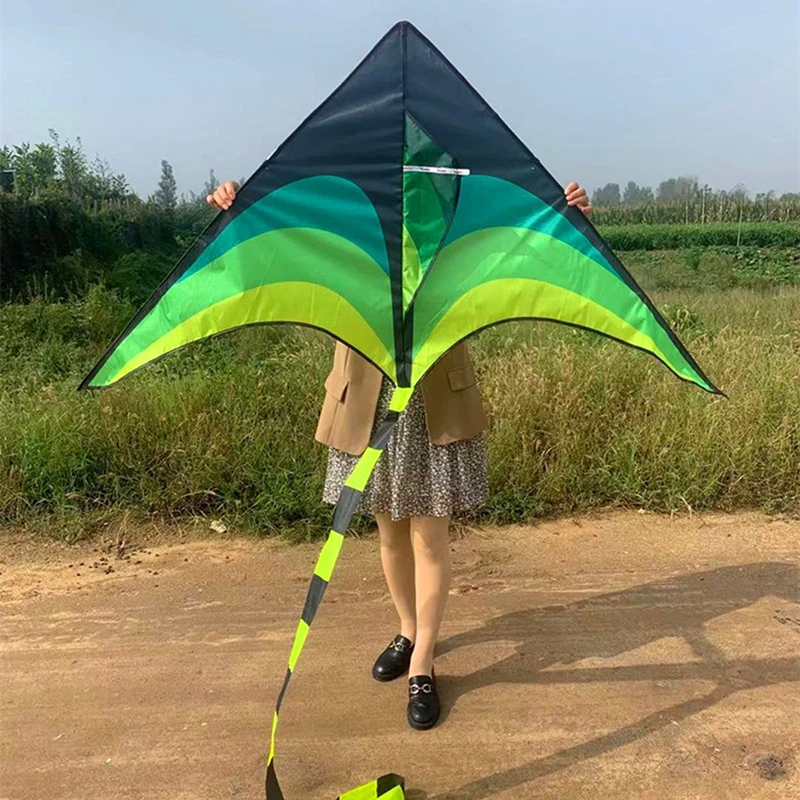 

1pc Funny Large Delta Kites Tails With Handle Outdoor Play Toys For Kids Children Nylon Ripstop Kite