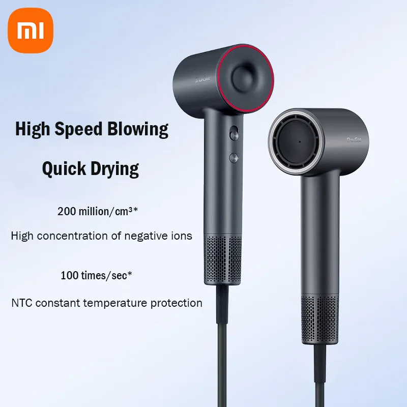 XIAOMI High Speed Hair Dryer 55 ° Rapid Dry Hair 3-color Low Noise Smart Constant Temperature Control Anion Hair Dryer Mi Youpin