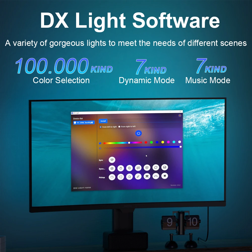 Фото Игровая осветительная полоса для монитора, подсветка RGB, цветовая синхронизация, фотоосветительная полоса, смарт-управление окружающим ТВ, компьютерный экран атмосферы, лампа «сделай сам» №3