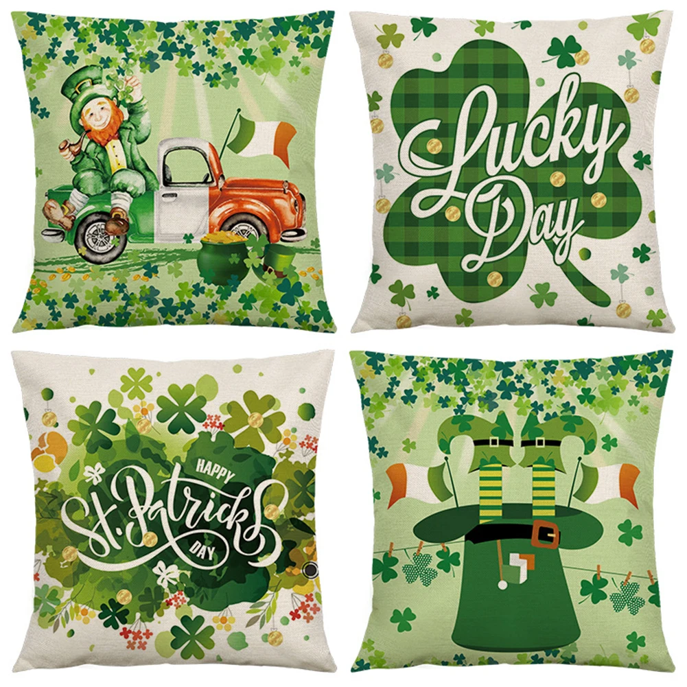 

45x45cm Saint Patricks Day Decoration Cushion Cover Square Sofa Throw Pillow Case Decorative Pillowcover For Home Party Decor