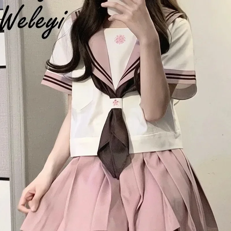 Женский Школьный костюм с коротким рукавом из двух предметов