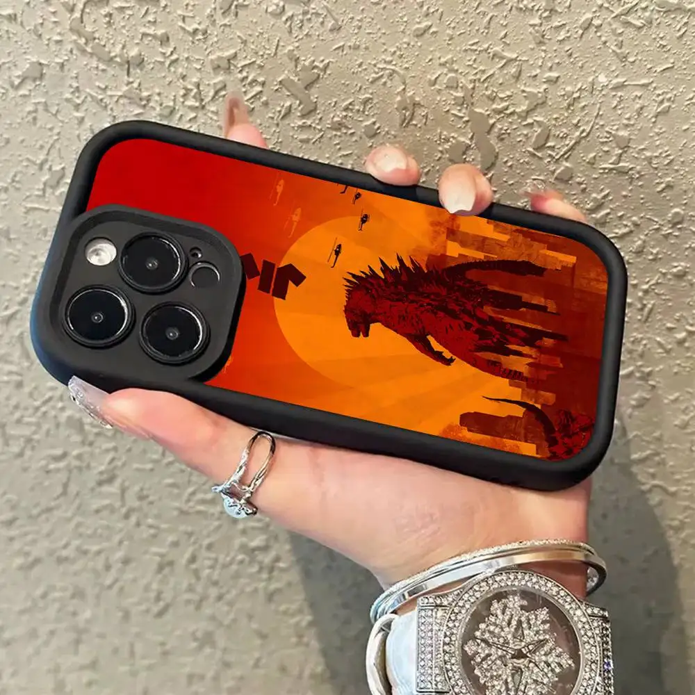 Фото Силиконовый мягкий чехол для телефона Monster G-GodzillaEs-s для iPhone 17 16 15 14 Plus 13 12 Mini 11, черный. №4