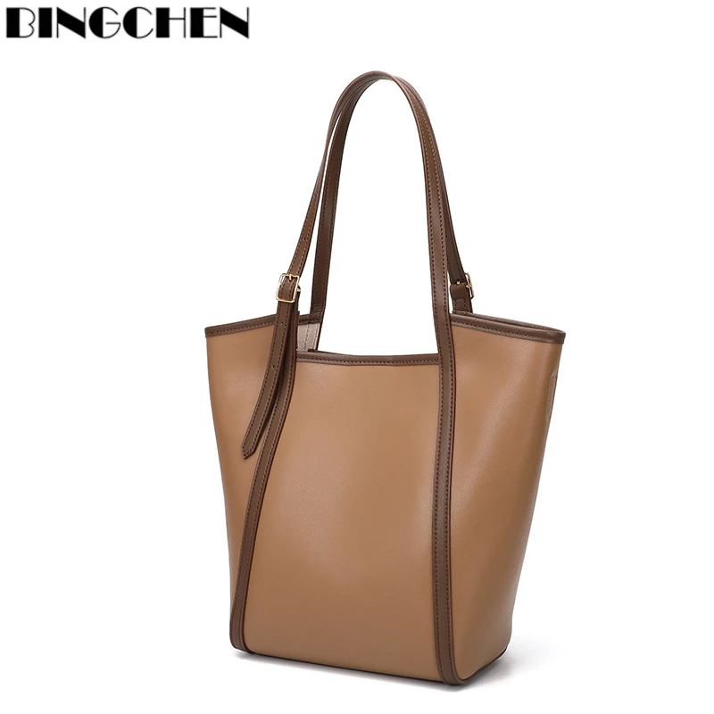 BINGCHEN 2022 New Versatile Autumn Winter Leather Women's Bags Tote Bag Large Capacity Single Shoulder Messenger Bag Women's Bag
