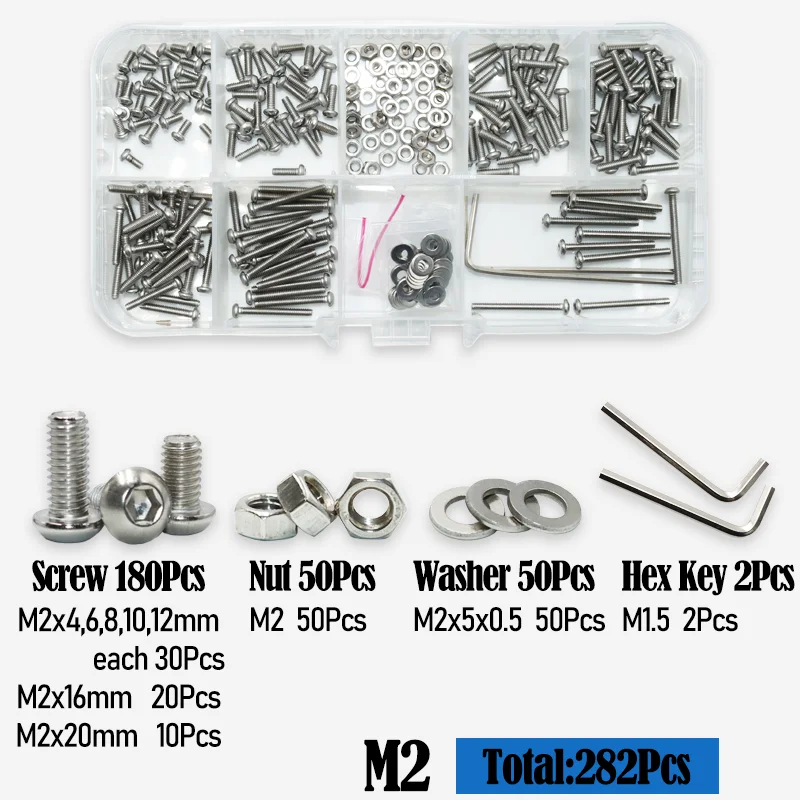 

Набор винтовых гаек M2 M2.5 M3 M4 M5 M6 из нержавеющей стали