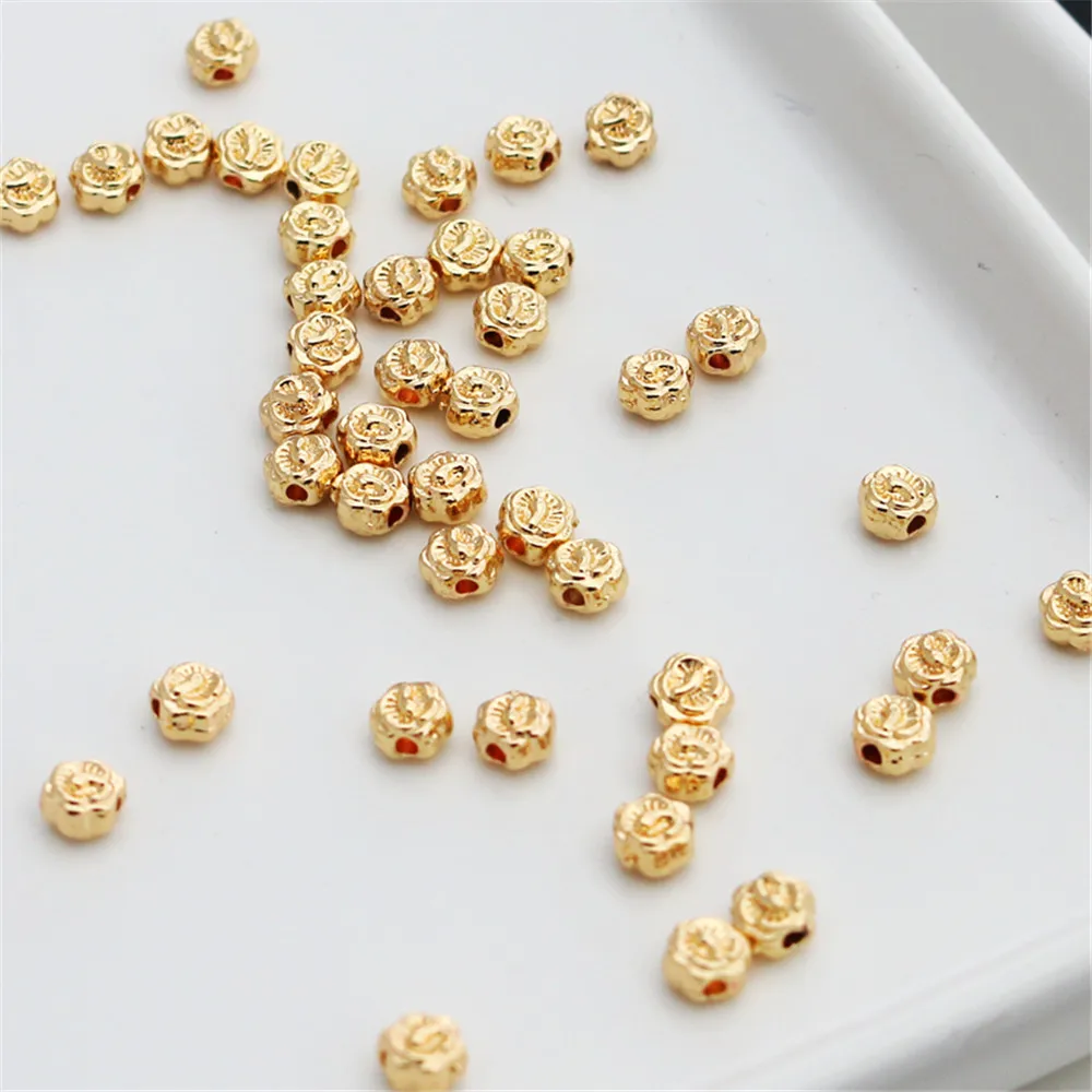 

14K Gold Filled Plated Double-sided florets 5mm through hole beads accessories DIY accessories manual materials with 50pcs
