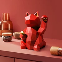 modern simple geometric lucky cat resin crafts home living room entrance store desktop decoration ornament