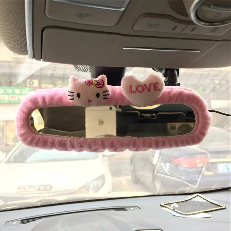 

Kawaii Sanrios Anime Hello Kitty Cartoon Cute Car Rearview Mirror Protective Case Girl Heart Inside The Car Mirror Decorate