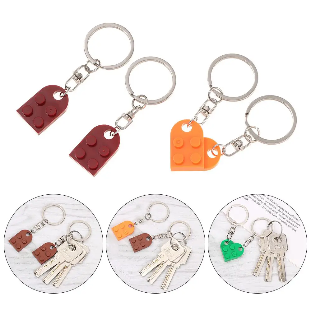 

Cute Heart Building Block Keychains for Couples Women Men Friendship Separable Love Heart Brick Key Ring Jewelry Home Accessorie