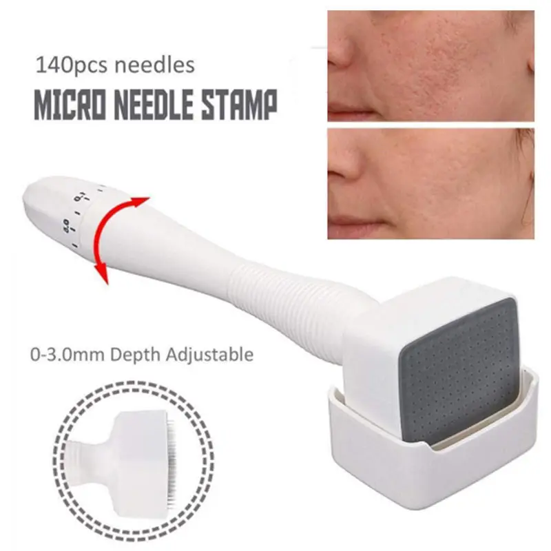 

DRS 140A Derma Stamp Adjustable Needle Length Microneedle Real Needle SkinCare Beard Growth Scalp Hair Re-Growth Acne Scar Pits