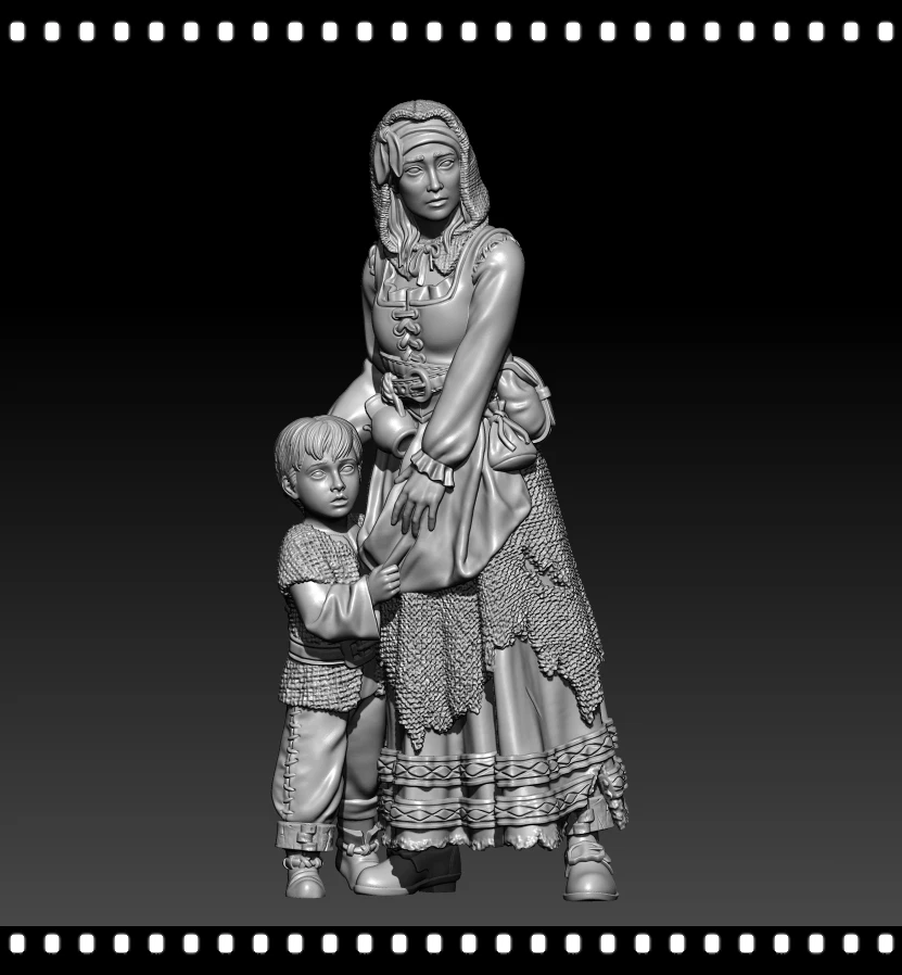 

Unpainted Resin Model Kits 1/24 75mm Mother And Child 1/18 100mm GK Resin Model Anime Figure 3D Printing Garage Kit 753