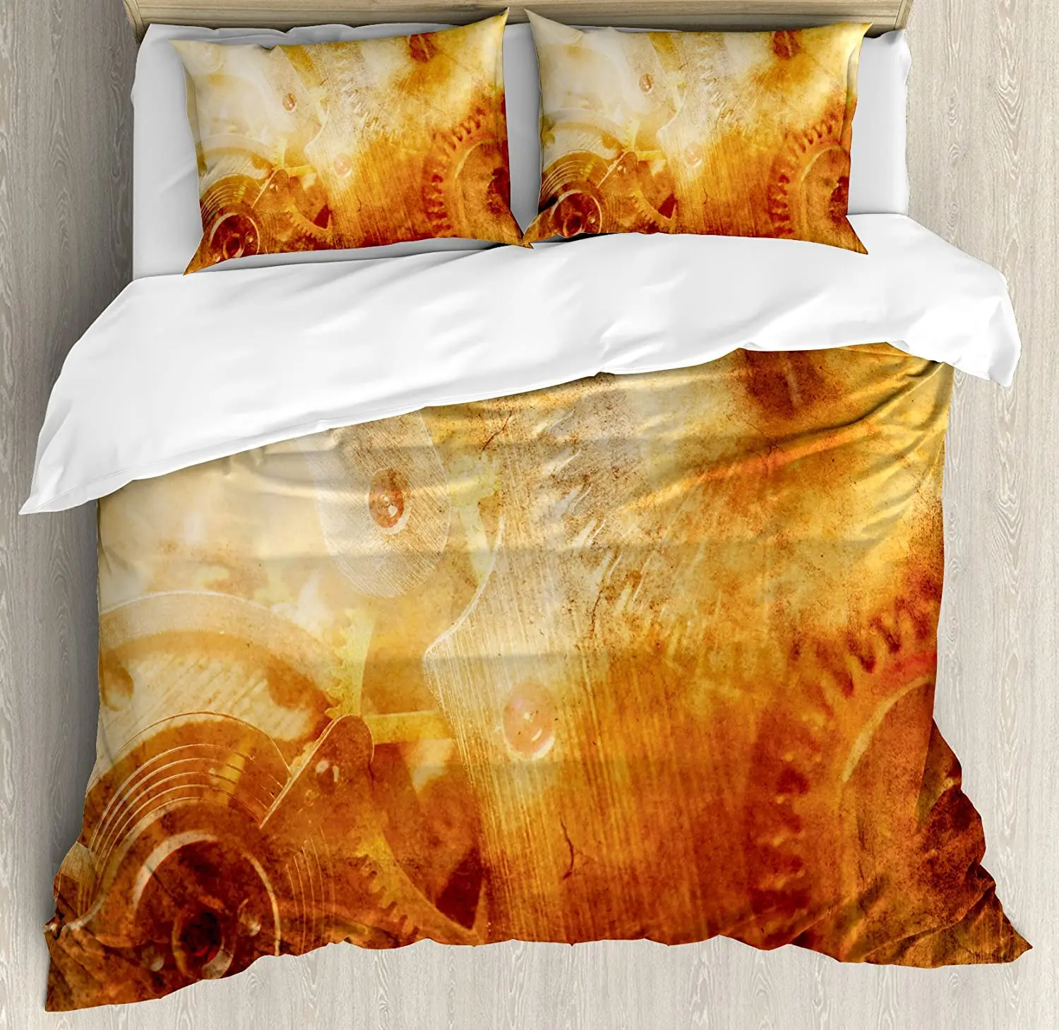 

Industrial Bedding Set For Bedroom Bed Home Ancient Machinery Mechanism in Retro Colors Duvet Cover Quilt Cover And Pillowcase