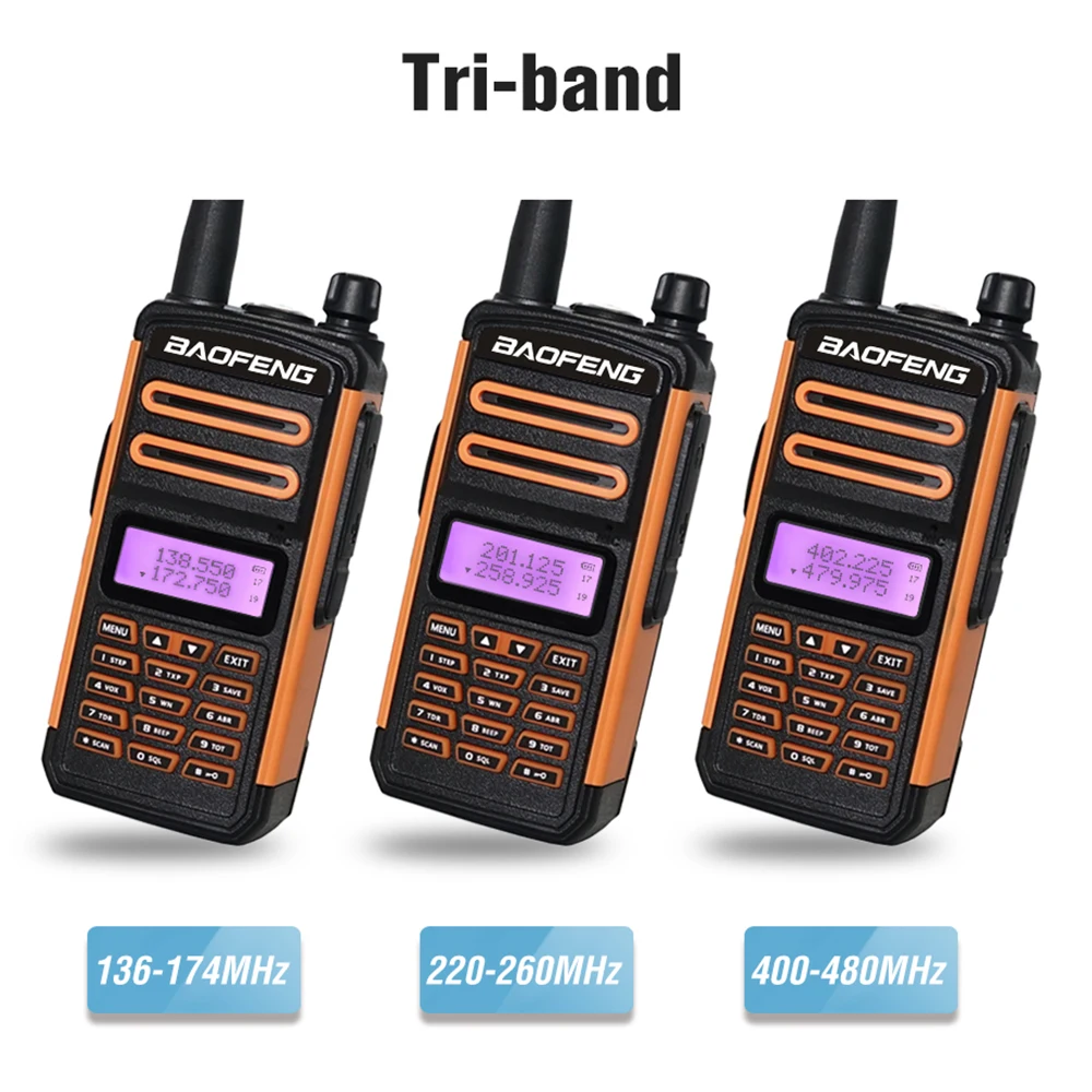 Tri-Band Radio BaoFeng UV-H9 Walkie Talkie 8W High Power 136-174MHZ/220-260MHZ/400-480MHZ Handheld Two Way Radio FM Transceiver