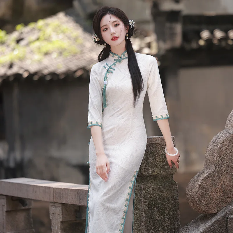 

Женское кружевное платье-Ципао Yourqipao, элегантное модное вечернее платье в стиле ретро, традиционное китайское платье для фотосессии, осень 2023