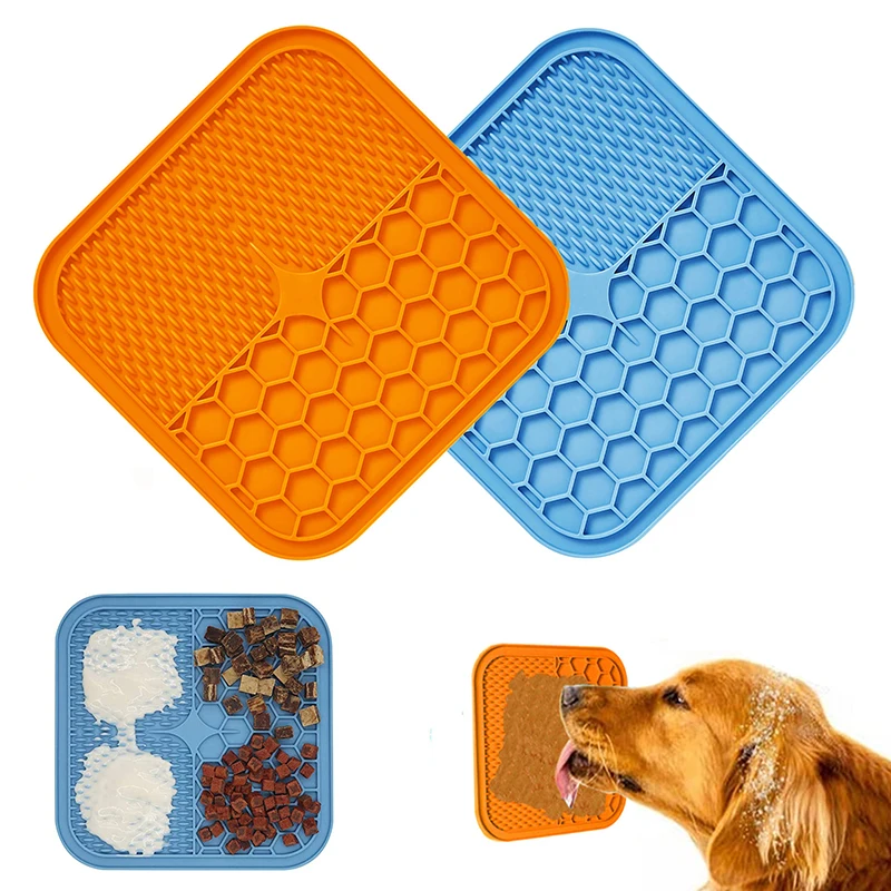 Pet Lick Pad Slower Feeder Pad Silicone Pet Food Trays Dispenser Durable Cats Dogs Licking Mat Pet Bathing Distraction Pads