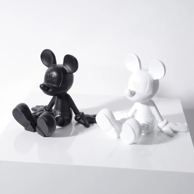 

Cartoon Anime Mouse Statue Resin Sitting Mickeyed Sculpture Figure Fashion Mouse Doll Ornaments Office Living Room Home Decor
