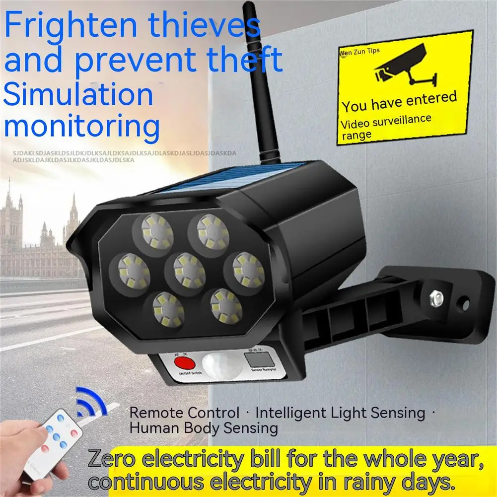 42led Solar Security Light Motion Sensor Simulation Outdoor Fake Camera Rural Garden Wall Lamp Waterproof With Remote Control