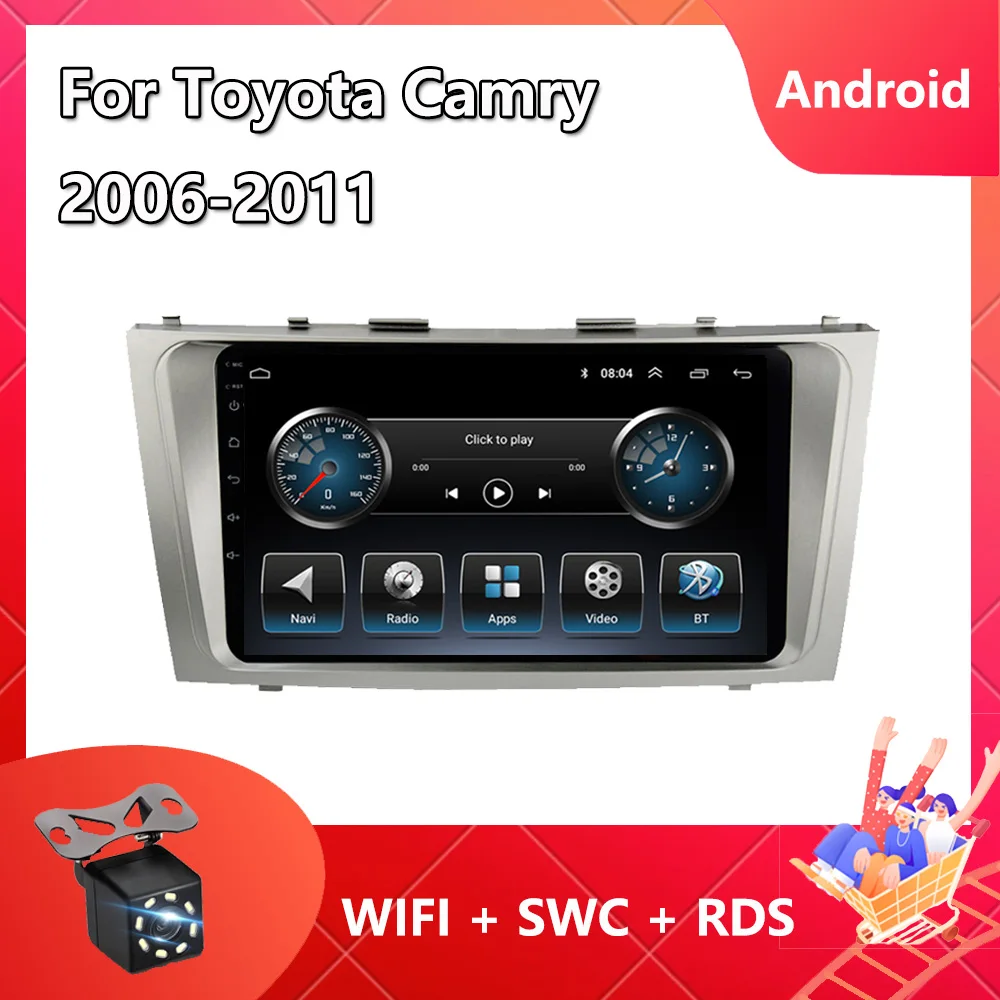 

Автомагнитола 2 Din для Toyota Camry 2006-2011, Android 11, навигация, GPS, мультимедийный видеоплеер, 8 ядер, ПЗУ RAM BT, Bluetooth, FM, TMPS