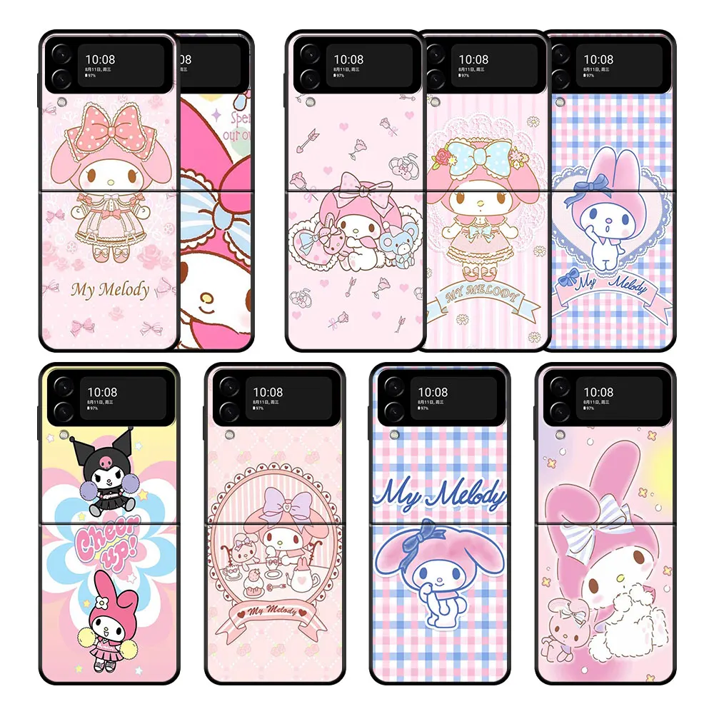 

Smartphone Case For Samsung Galaxy Z Flip3 5G ZFlip Flip ZFlip3 Black My melody pink bow Hard PC