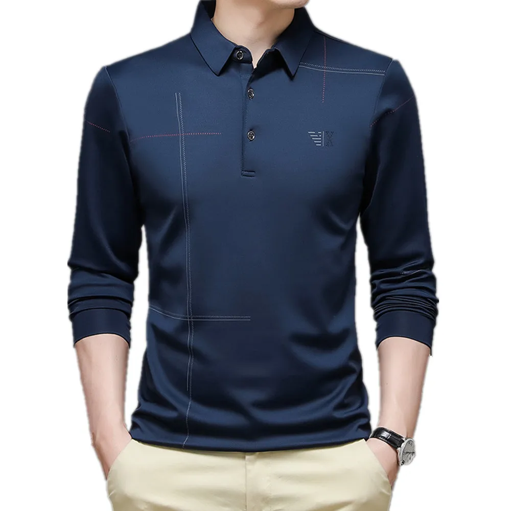 

Autumn And Winter New Long Sleeved POLO Shirt Men's Business Casual Lapel T-Shirt Top