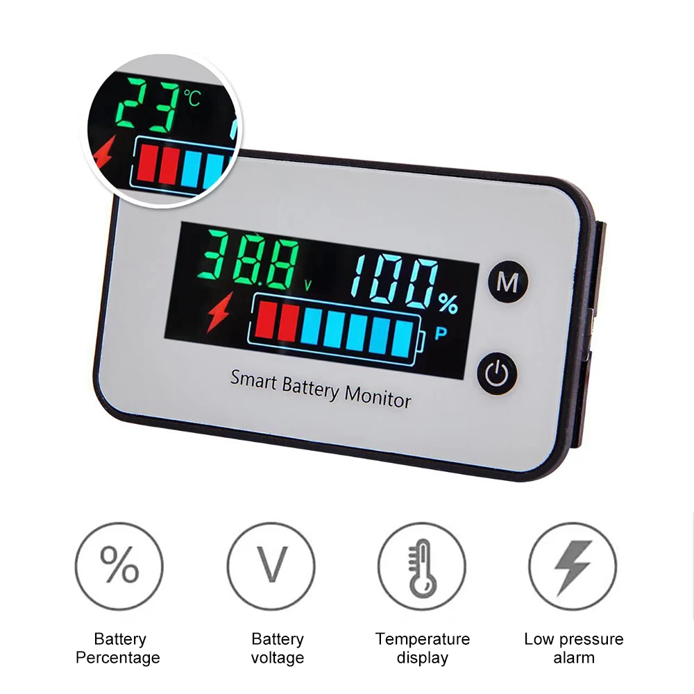 

Capacity Meter Battery Lead-acid Voltage Tester Waterproof Lifepo4 Temperature Color Indicator Voltmeterlithium