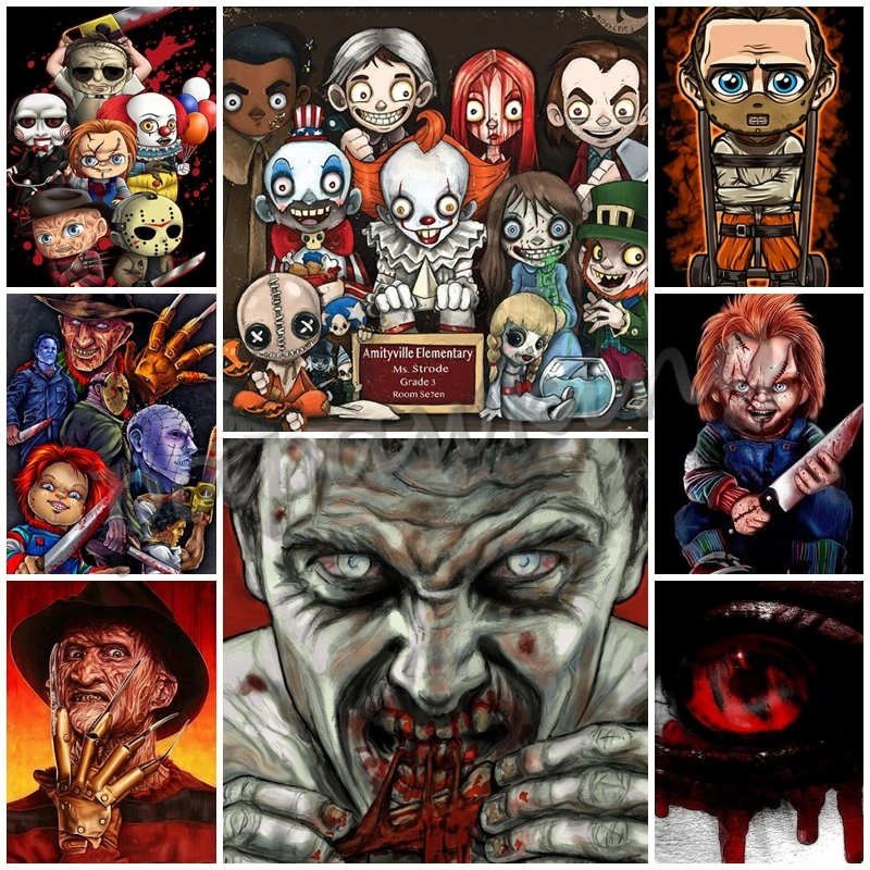

Horror Movie Character 5D Diy Diamond Painting Cartoon Mosaic Kit Full Square Drill Cross Stitch Art Embroidery Home Decor Gift