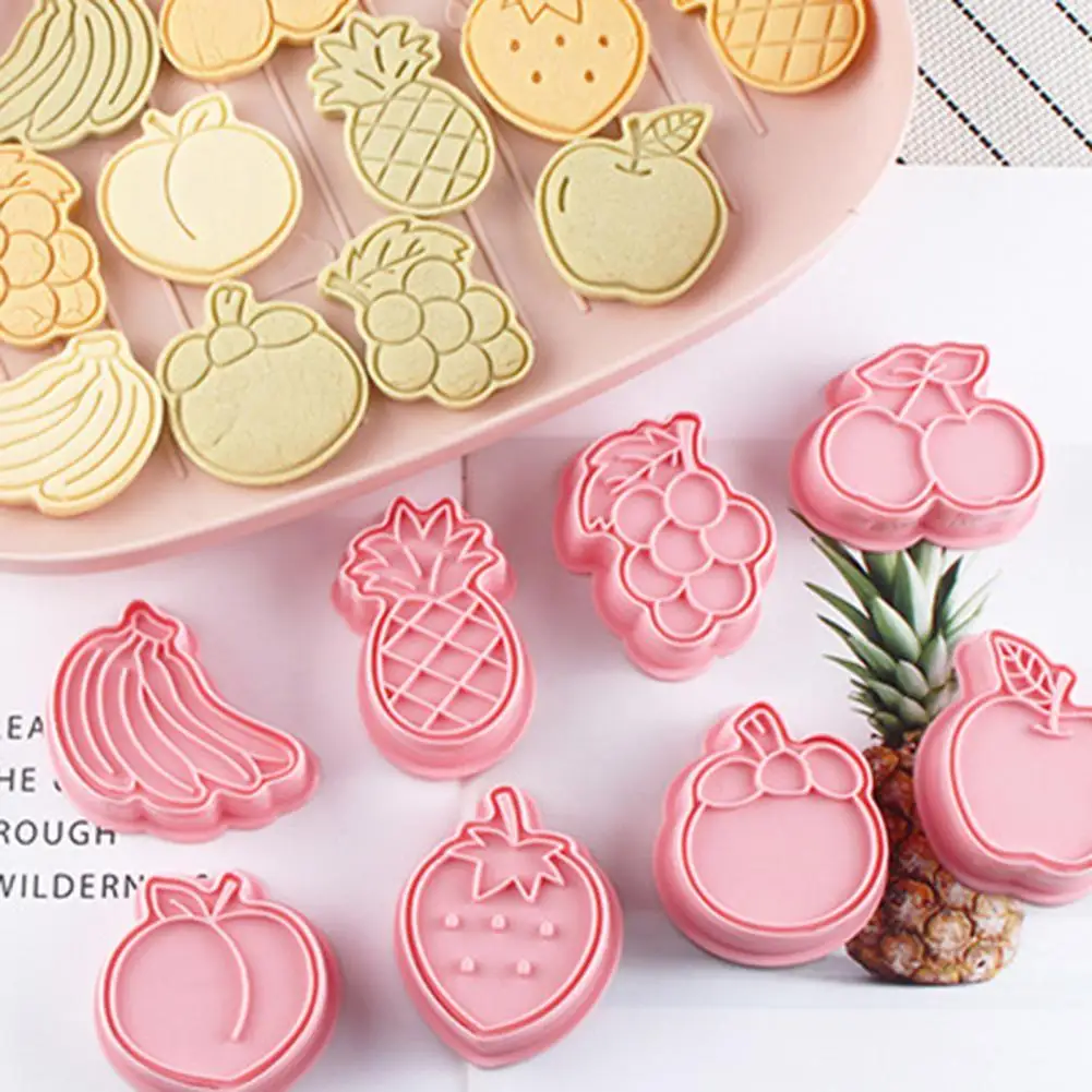 

8Pcs/Set Cookie Cutter Cute Anti-deform PP Creative Fruit Shape Cookie Mold for Kitchen
