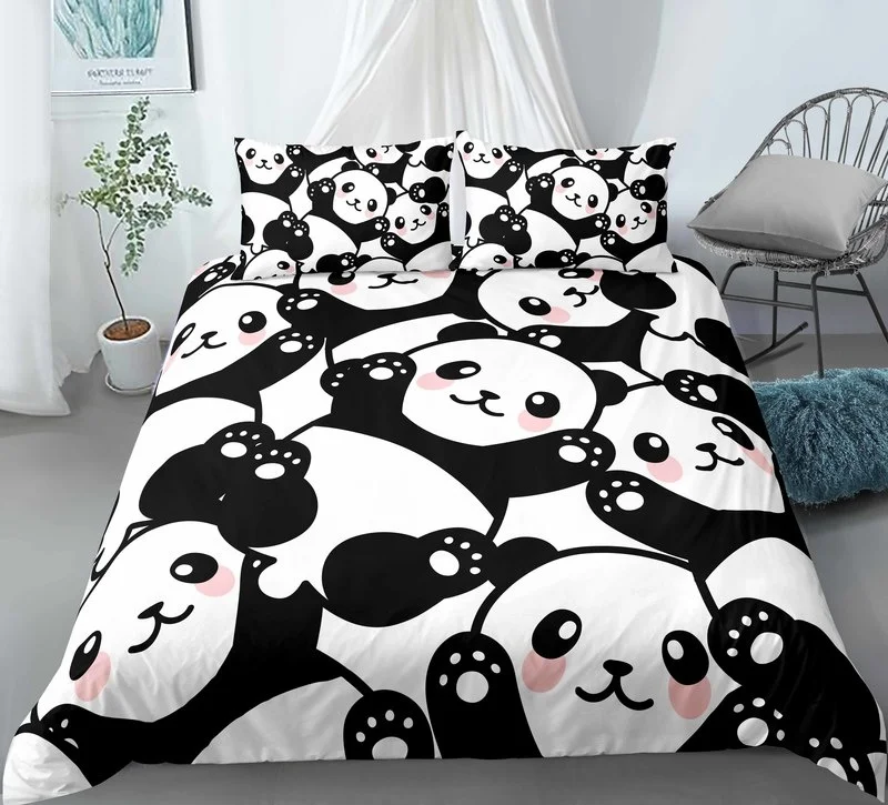 

Panda Bedding Set Single Twin Full Queen King Size Bed Set Aldult Kid Bedroom Duvetcover Sets 3D Print cartoon animals