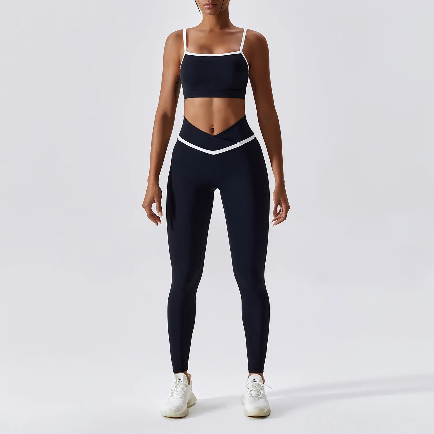 2PCS Nude Splicing Yoga Suit Set Women's Gym Push-up Leggings Seamless Sportswear Fitness Shockproof Breathable Workout Clothing