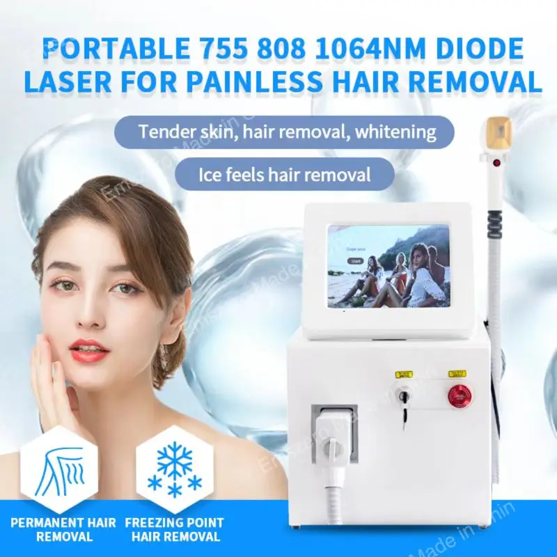 

2022 New Portable Diode Laser 755nm 808nm 1064nm Wavelength Hair Removal Machine Cooling Head Painless Laser Epilator Facial Bod