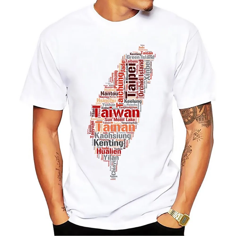 Мужская футболка с коротким рукавом новая белая Повседневная рубашка принтом