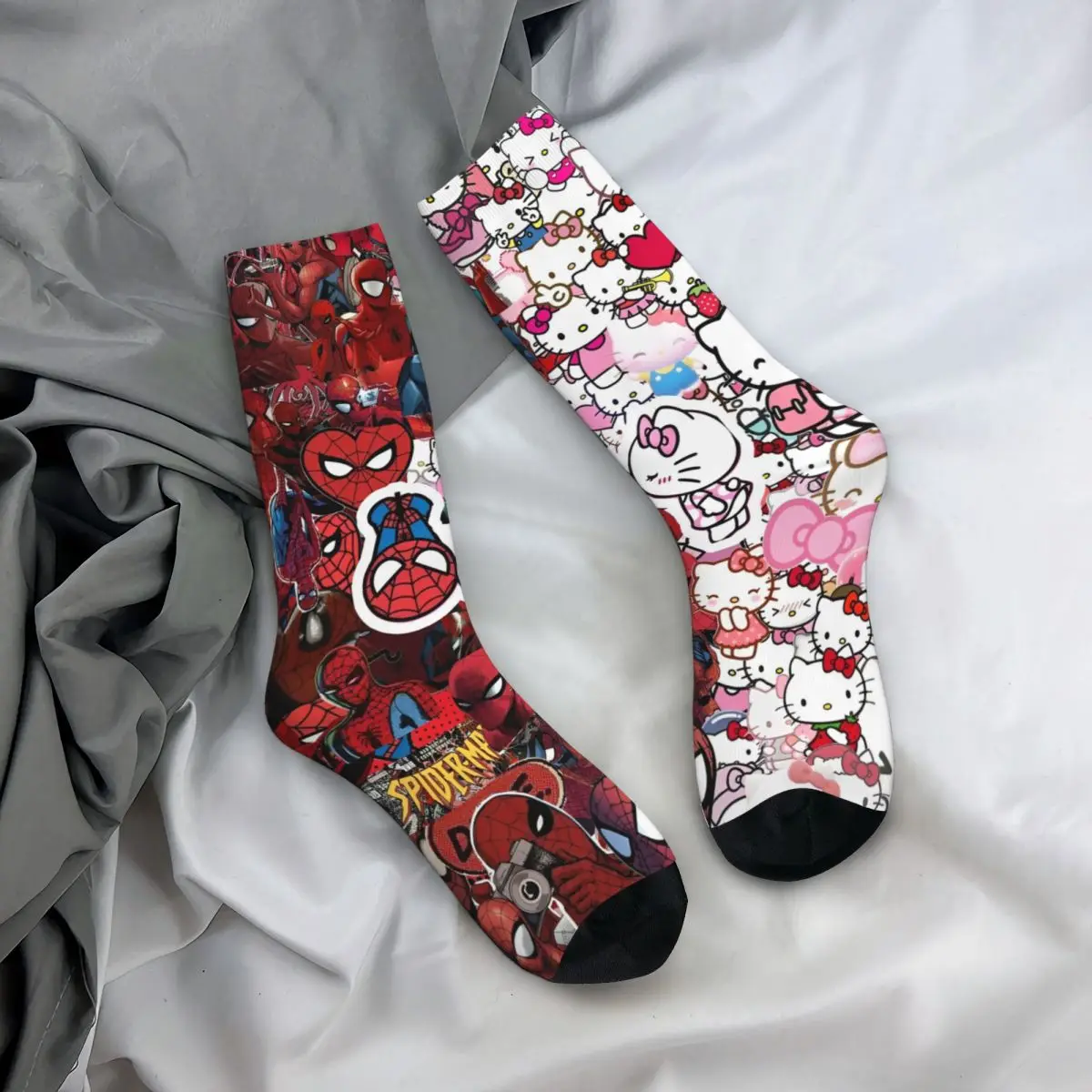 Модные мужские носки в стиле Харадзюку с героями мультфильмов Hello Kitty