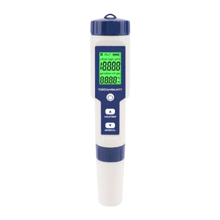 

Factory Sale 5 in 1 Convenient Digital EC/ TDS/ PH/ Temperature/ Salinity Meter EZ-9909 Water Quality Tester PH Meter Pen