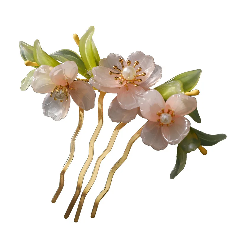 

Pink Coloured Glaze Hair Combs with Flower-shaped Pink Glaze Inlaid for Wedding Hair Comb Bridesmaid