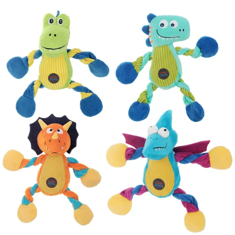 Link Tuff Squeaky Plush Dog Toy - Dinosaur Series