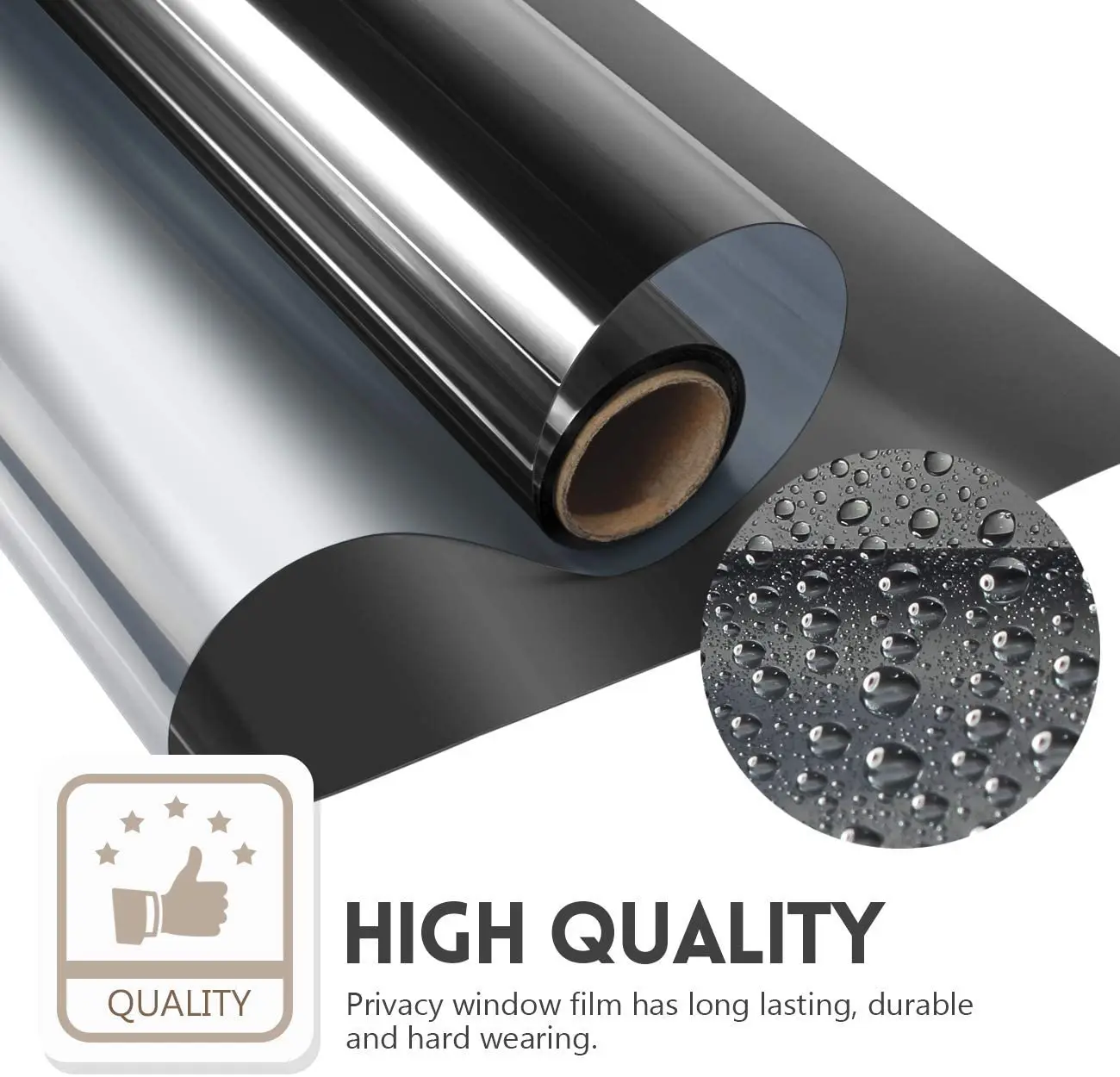 

One Way Window Film Privacy Anti-UV Heat Control Reflective Glass Tint for Home Self Adhesive Film Vinyl Tinting Black-Silver
