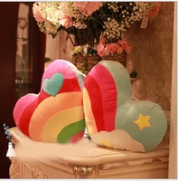 cuddly heart shaped rainbow pillow star heart emboridery plush throw pillow sofa chair decor kids friends gift
