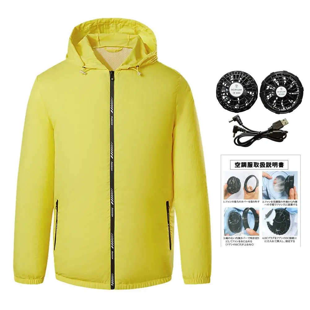 80%HOTCooling Jacket USB Fan 3 Speeds Men Long Sleeve Hooded Air Conditioning Jacket Clothes Streetwear
