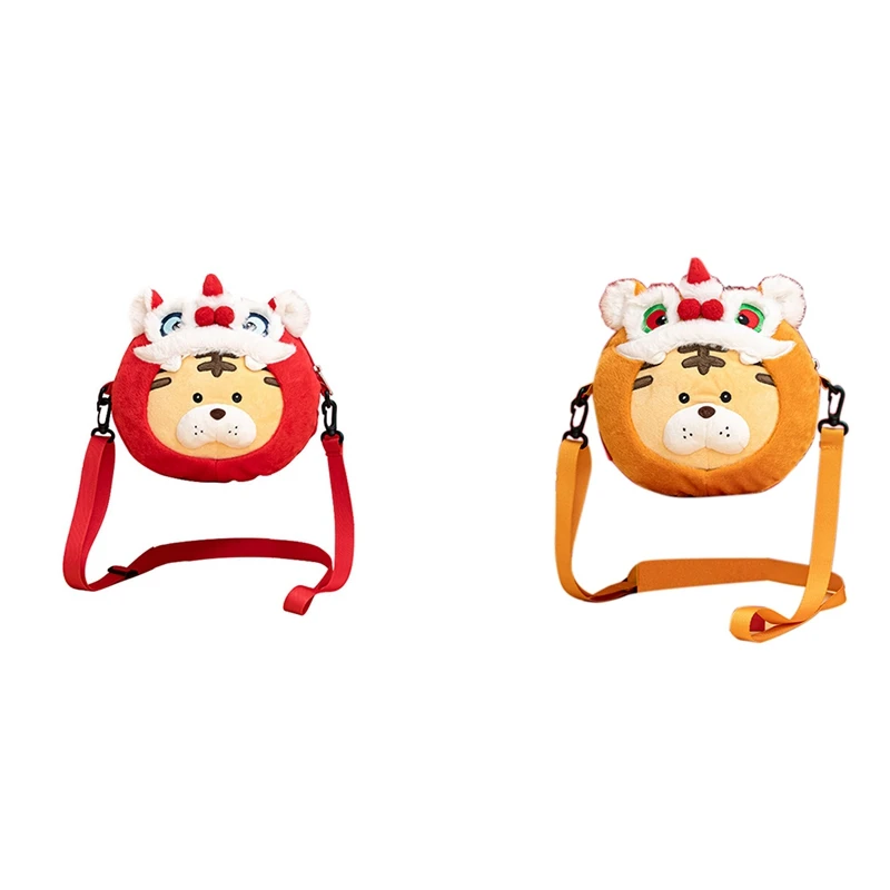 

NEW-Tiger Plush Sling Bag Decor New Year Cartoon Kids Coin Purse Party Pendant New Year Decorations Plush Toys Gift