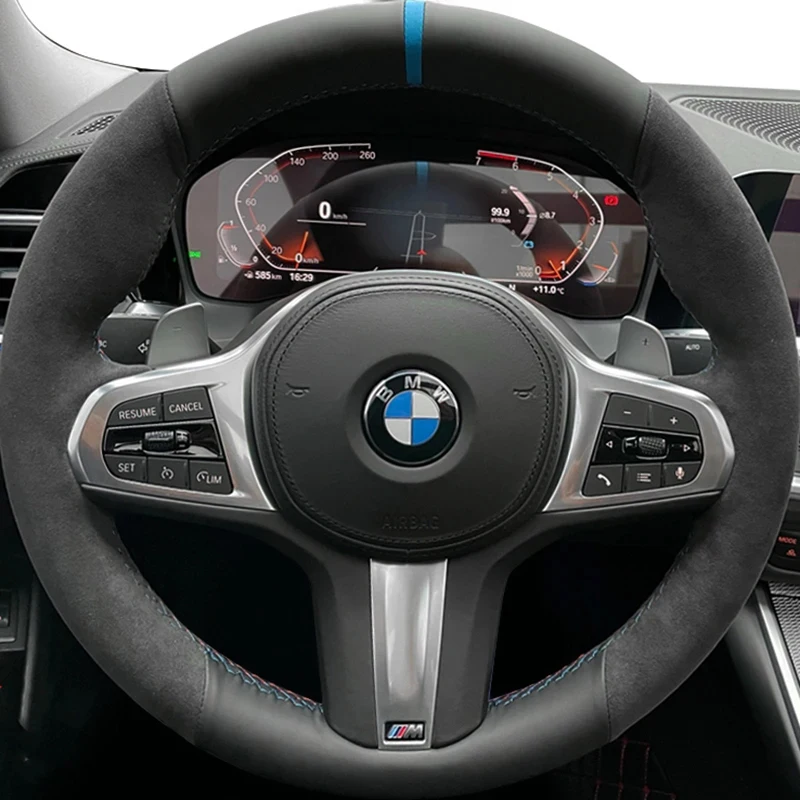 Фото Чехол на руль автомобиля для BMW G30 530i 525i 530d M550d M550i G02 X4 2018 F90 M5 G01 X3 M40i, кожаные замшевые аксессуары №1