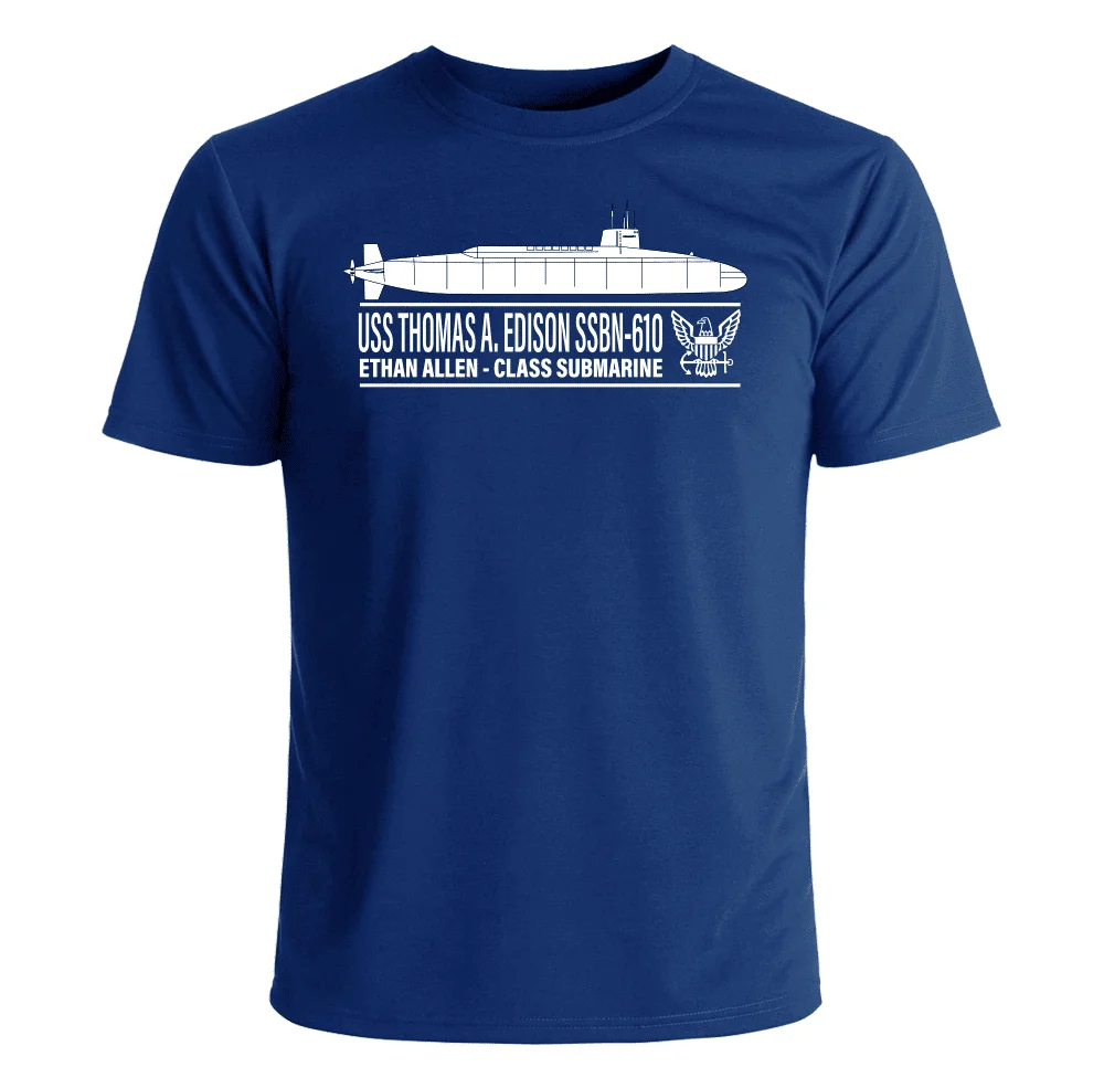 

Американский флот США Томас А. Футболка Edison (SSBN-610) 100% хлопок O-образный вырез летняя с коротким рукавом Повседневная мужская футболка Размер ...