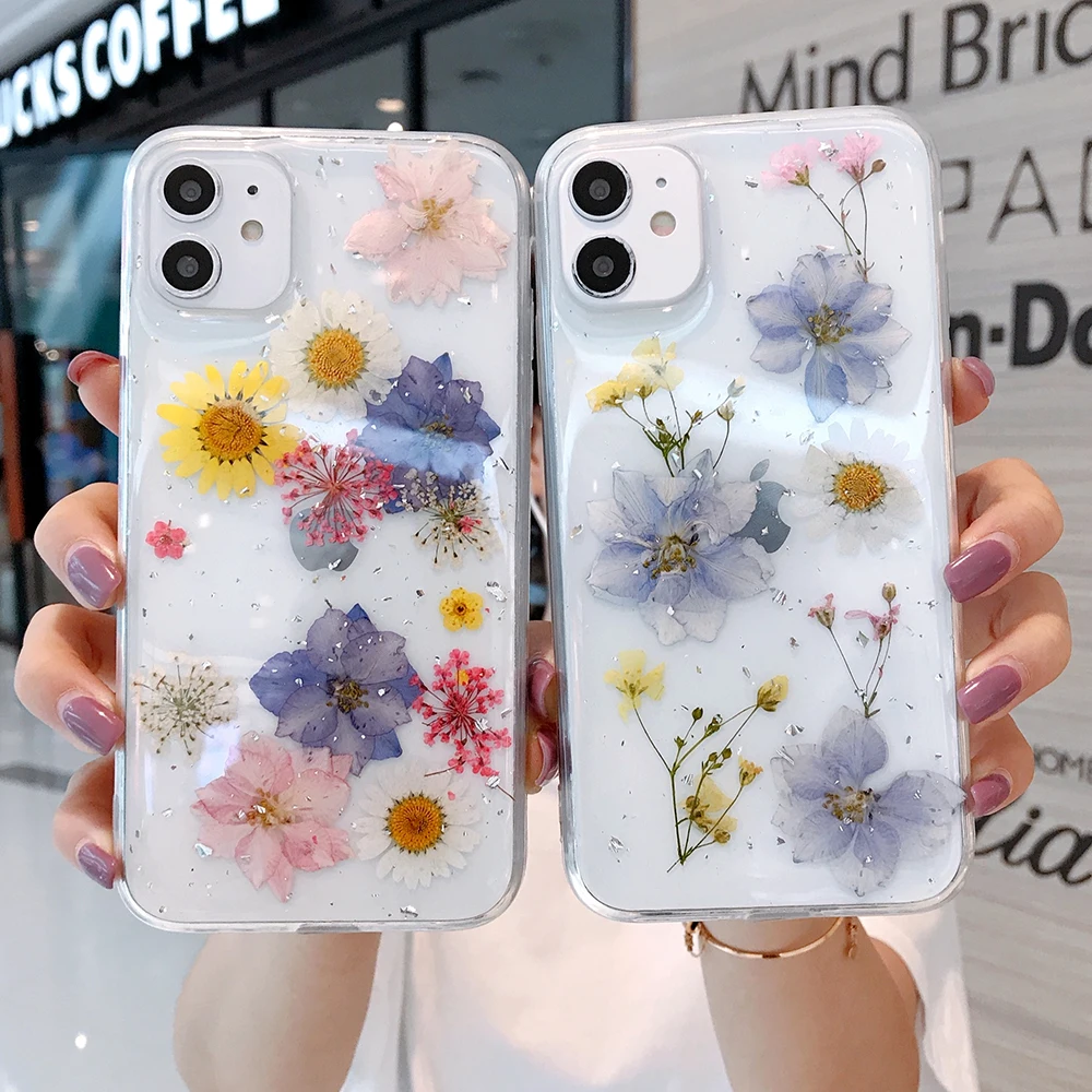 Flowers Painting Phone Case for IPhone 12 13 11 Pro Max X XR XS Max Transparent Cover for IPhone SE 2020 8 7 14 Plus Coque Funda