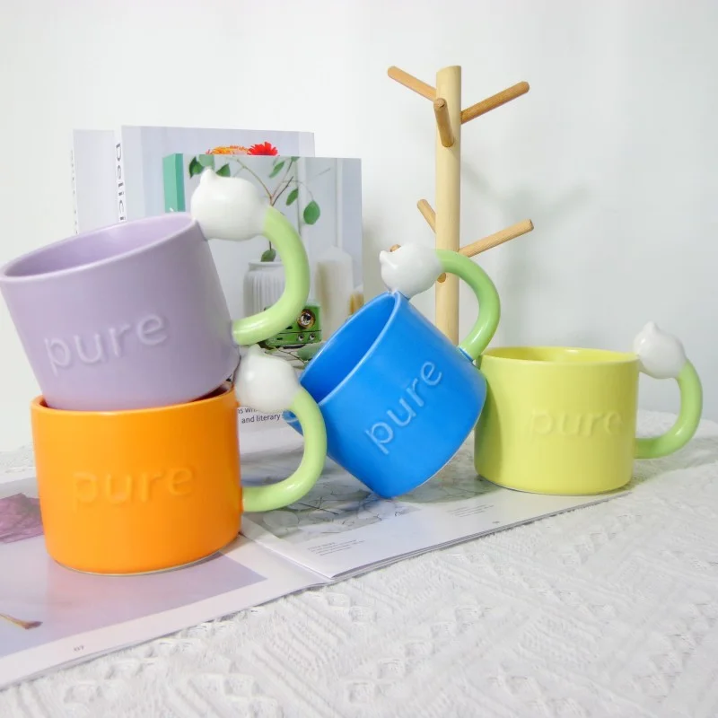 

Cute girl ceramic cup net red new type mug bell orchid Makaron high face value gift milk cup