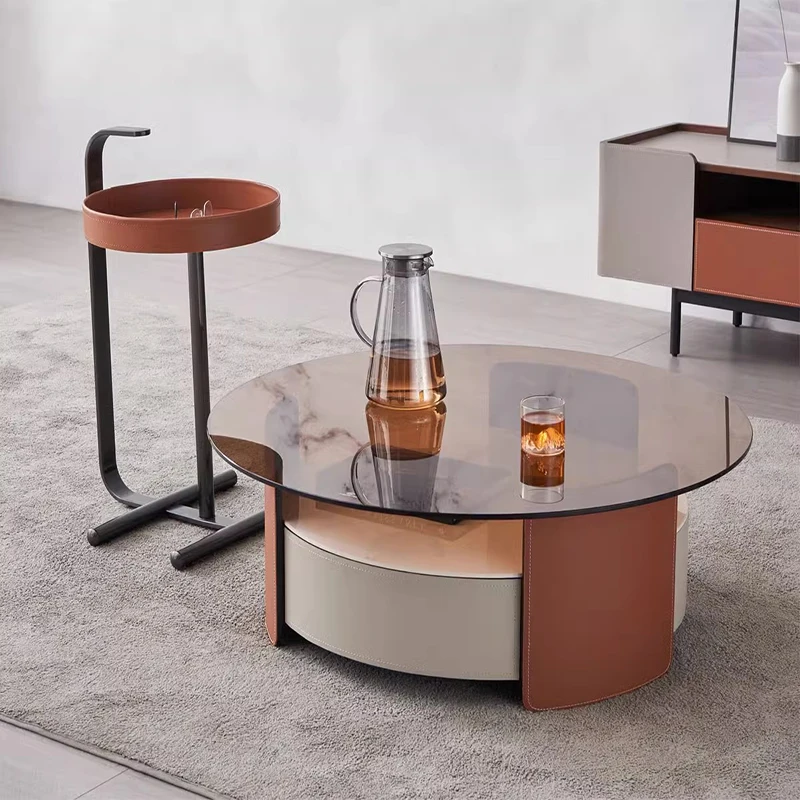 

Round Laptop Coffee Side Table Living Room Salon Tables Basses Tea Center Console Poker Moveis Para Casa Minimalist Furniture