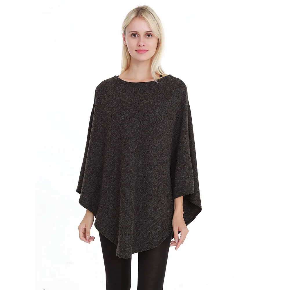 Spring Autumn New Women Top Pullover Off Shoulder Cape Versatile Knitted Shirt Fashion Street Poncho Lady Capes Black Cloaks