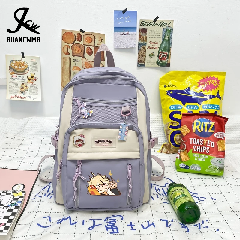 

Anime Game Genshin Impact Jean Lumine Aether Kaeya Kaedehara Kazuha Xiao Chongyun Ganyu Qiqi School Backpack Student Bag 1